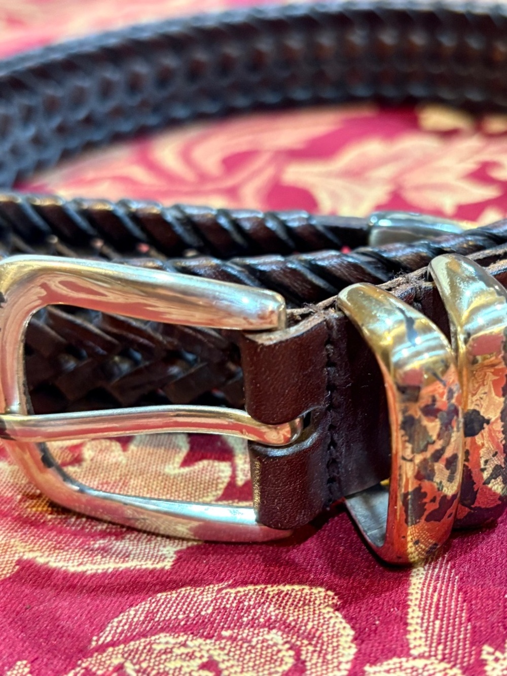 Fossil Braided Brown Belt Men's 36 Genuine Leather